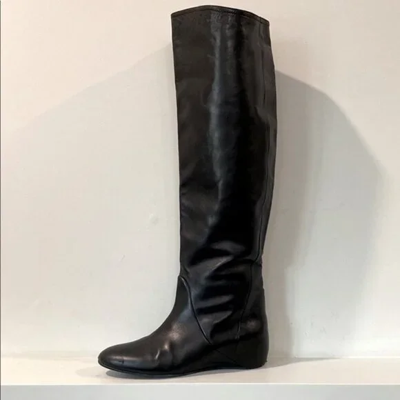 Laurel Over The Knee Covered Wedge Heel Boots Black Size 36 - Picture 3 of 16